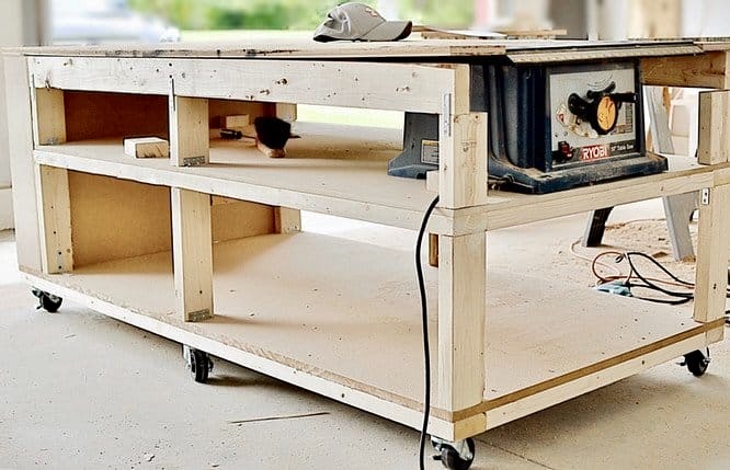 DIY Mobile workbench with table saw in the works.