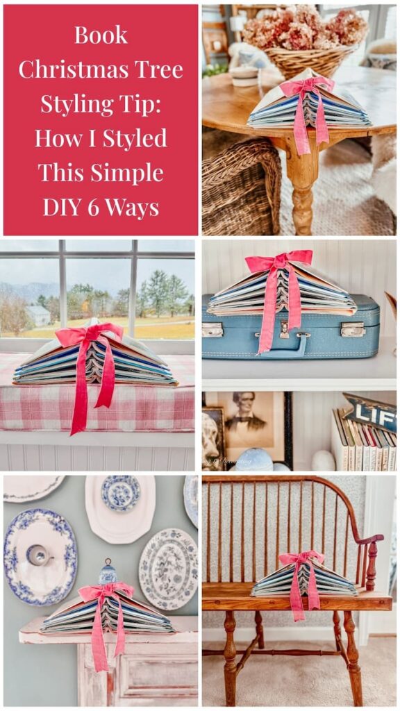 Book Christmas Tree Styling Tip How I Styled This Simple DIY 6 Ways photo collage.