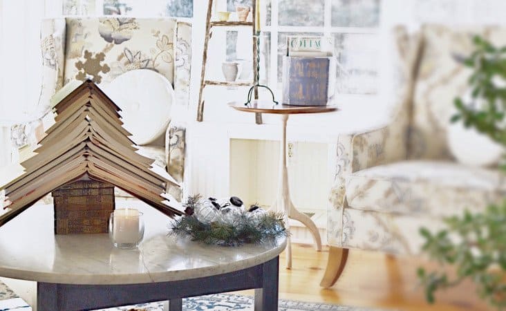 Christmas Book Tree on Coffee Table