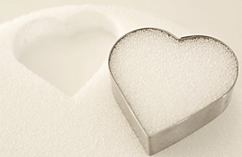 Heart Cookie Cutter and styrofoam