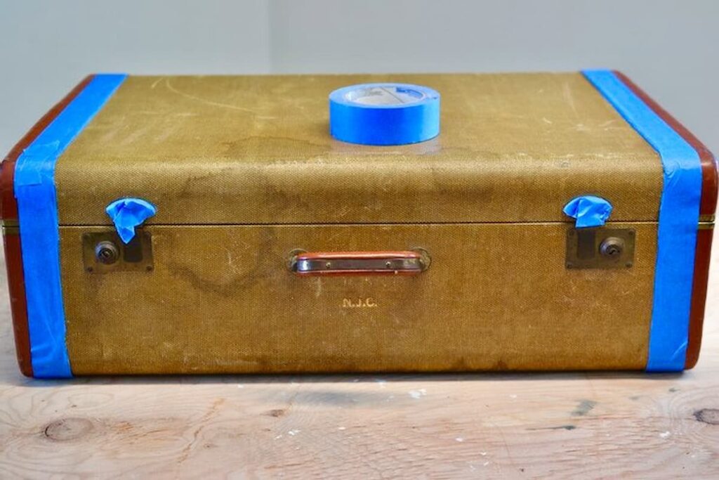 Vintage Suitcase with Painters Tape