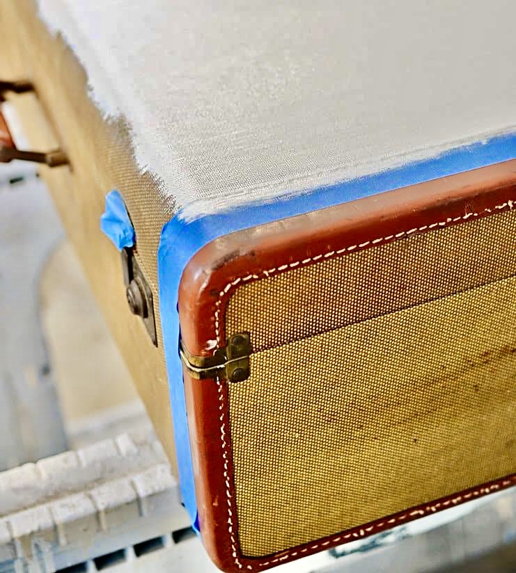 Vintage Suitcase with Paint and Painters Tape