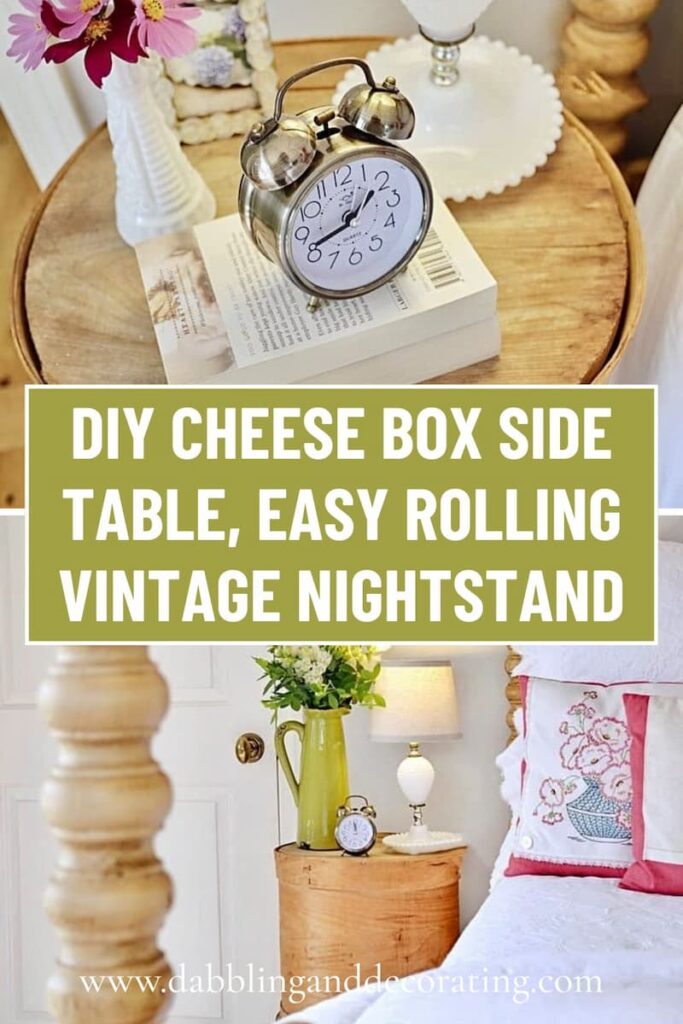 DIY Cheese Box Side Table, Easy Rolling Vintage Nightstand