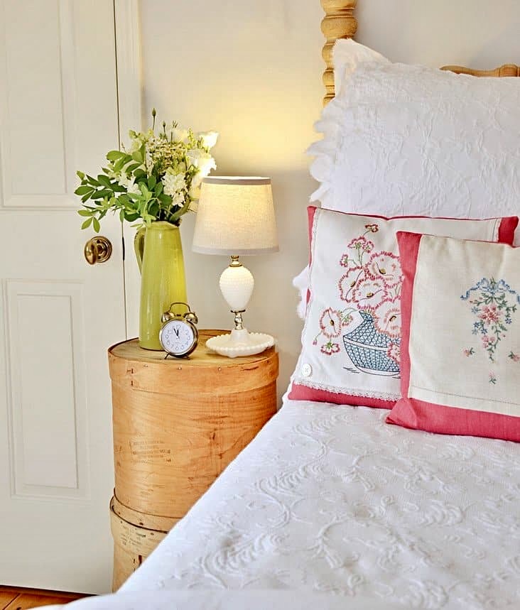 DIY Side Table Using Old Cheese Crates in Bedroom