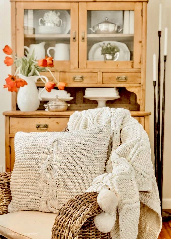 Vintage hutch decorated farmhouse style