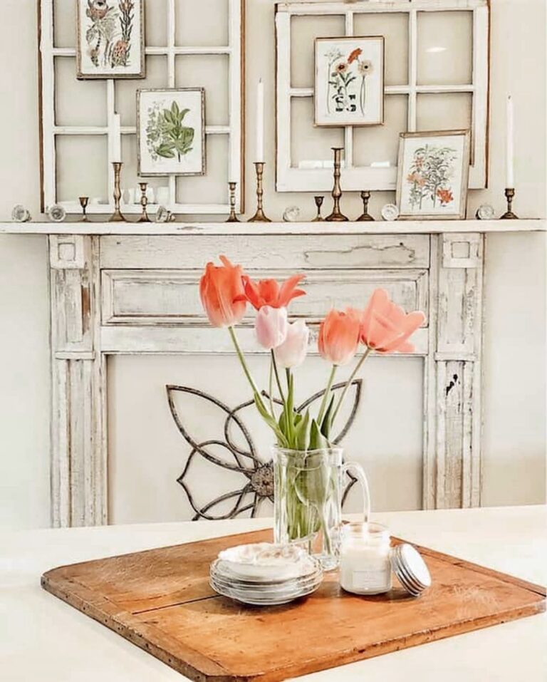 Vintage Fireplace Mantel: Spring Botanicals