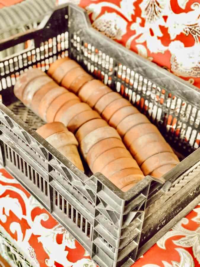 Basket of Terracotta Pots