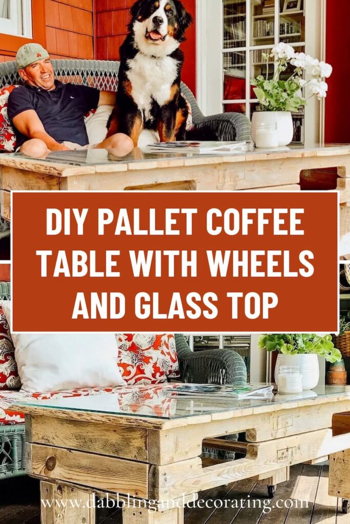 DIY Pallet Coffee Table with Wheels and Glass Top 