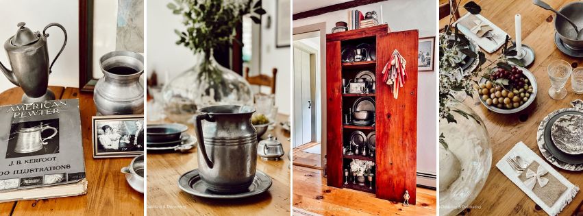 Antique Pewter Decor collage of decorating ideas.