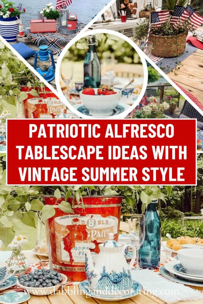 Patriotic Alfresco Tablescape Ideas with Vintage Summer Style