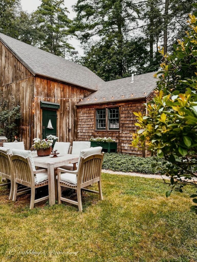 Cedar Shake Home and Backyard Table Setting