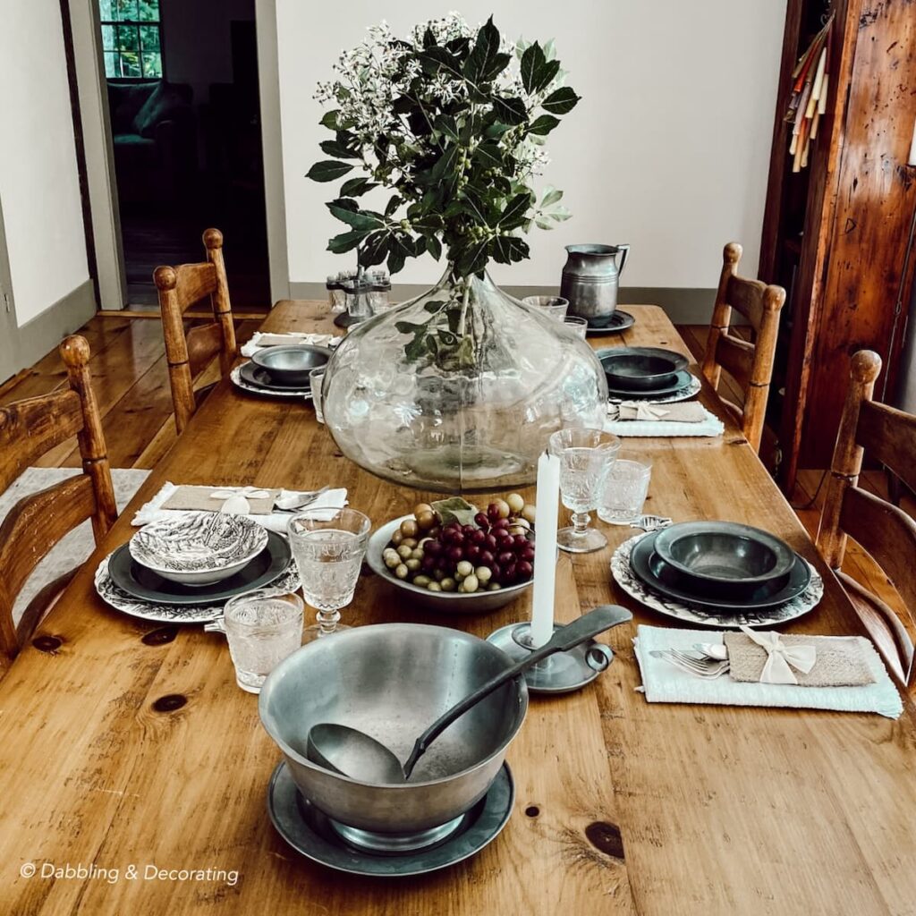 Antique Pewter Tablescape in Old Home