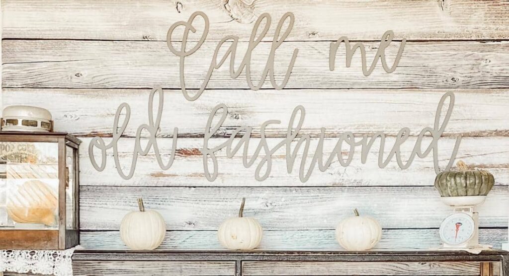 Call me old fashioned sign with white small pumpkins at Vintage Market Days Vermont