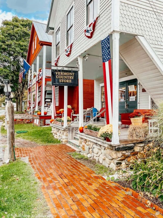 The Vermont Country Store in Weston, Vermont decorated for fall.