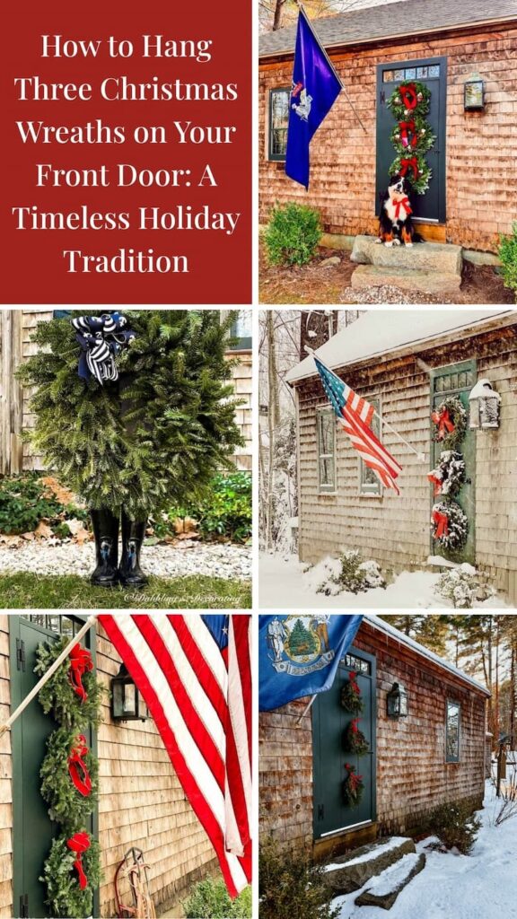 How to Hang Three Christmas Wreaths on Your Front Door: A Timeless Holiday Tradition photo collage.