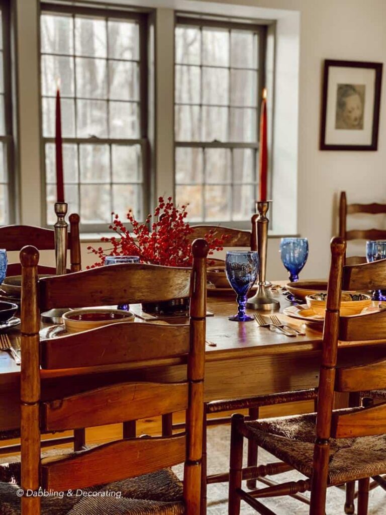Dining Room with winter tablescape
