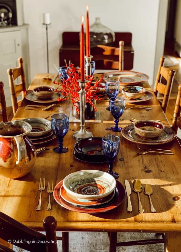 Vermont Pottery Imaginative Tablescape in Dining Room