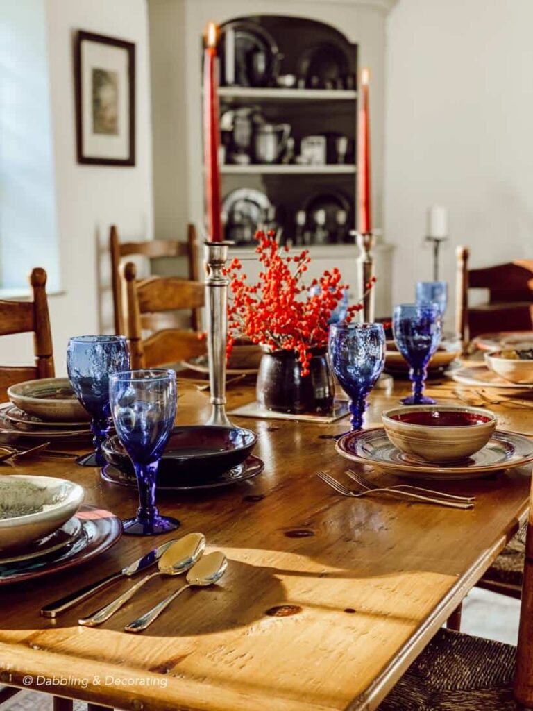 Vermont Pottery Imaginative Tablescape in Dining Room