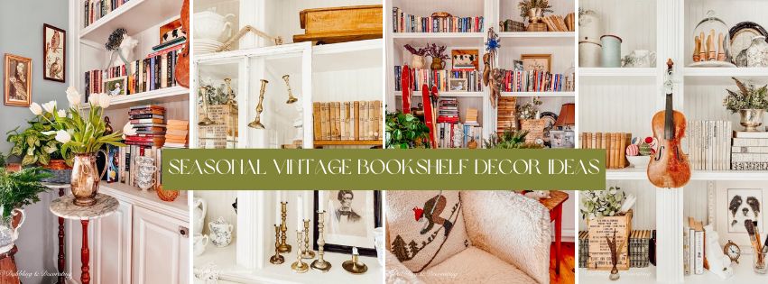 Seasonal Vintage Bookshelf Decor Ideas