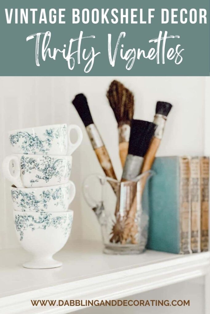 Vintage Bookshelf Decor: Thrifty Vignettes