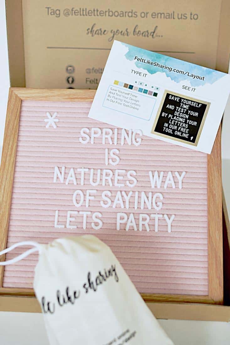 Felt Letter Board in Pale Pink in packaging Felt Letter Board in Pale Pink in packaging