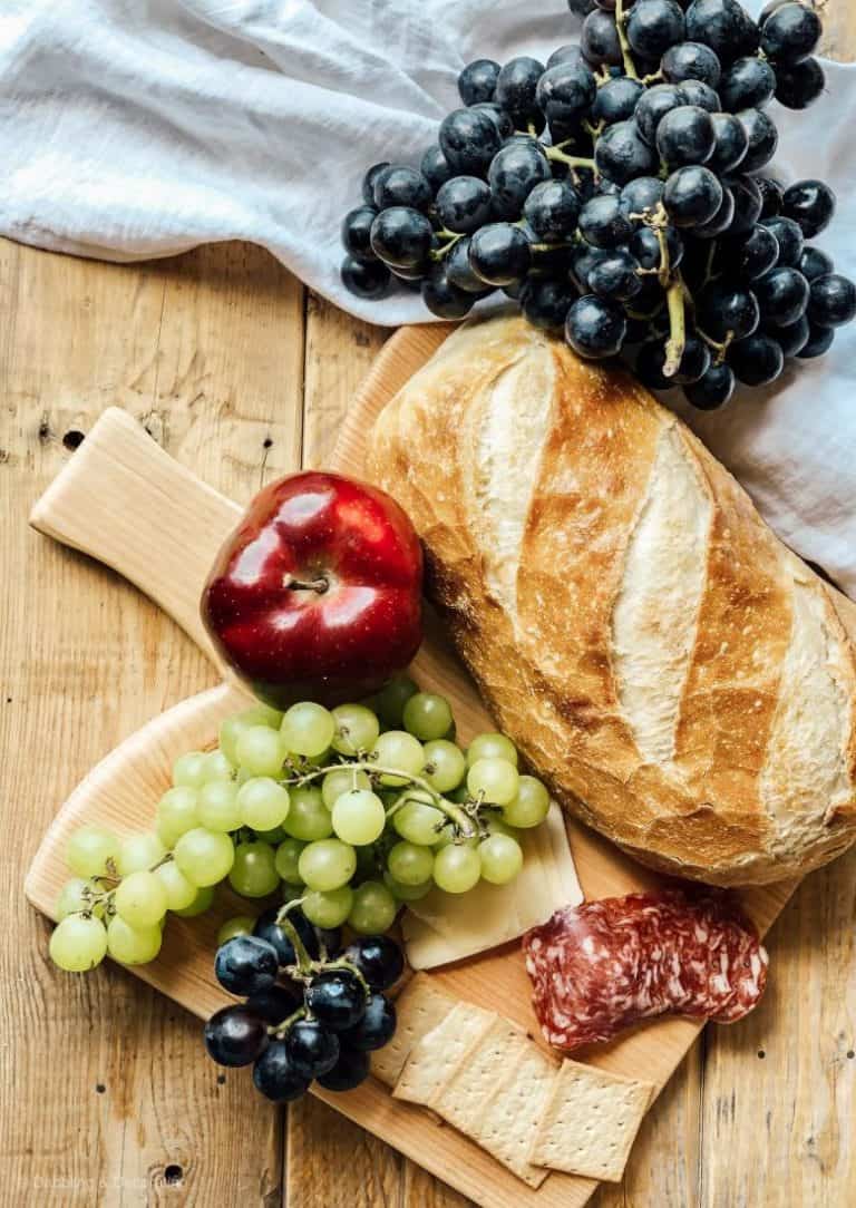 Food on a wooden cutting board