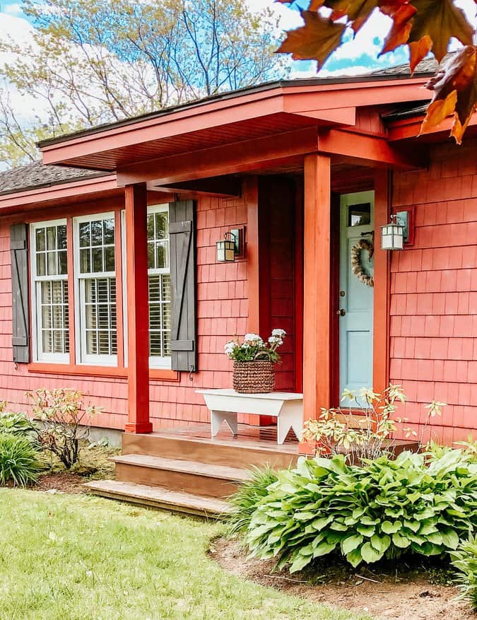 Nordic Blue Front Door & Rustic Red House