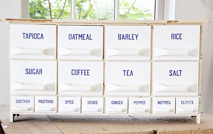 Vintage porcelain spice rack.