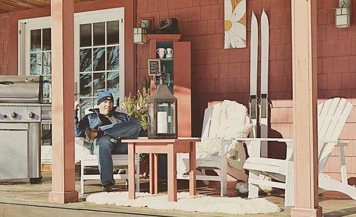 Winter Deck Winter Deck with person sitting on an adirondack chair.