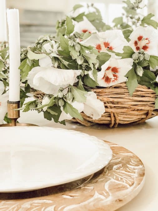 Simple Rose of Sharon Farmhouse Centerpiece