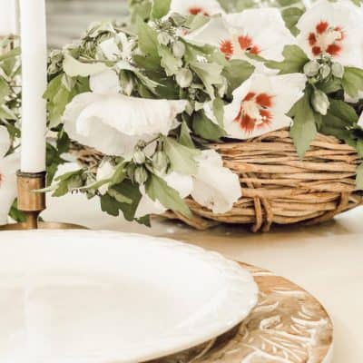 Simple Rose of Sharon Farmhouse Centerpiece