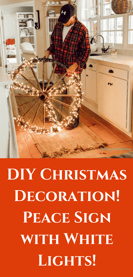 DIY Christmas Decoration! Vintage Wagon Wheel with White Lights!