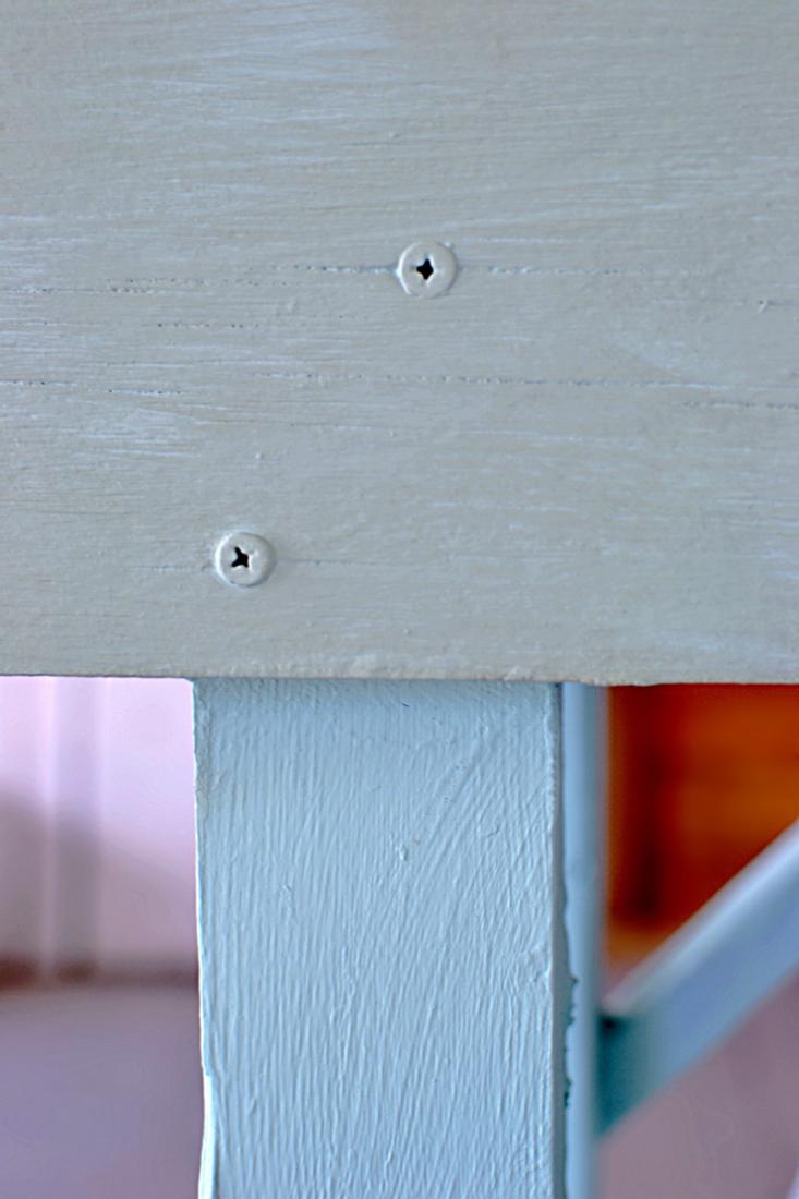 Patina bench showing with and without the glaze.