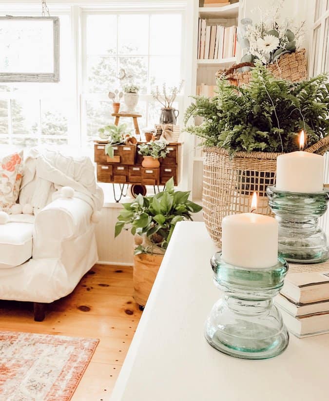 Spring Greenery, Terracotta Pots and a Repurposed Card Catalog