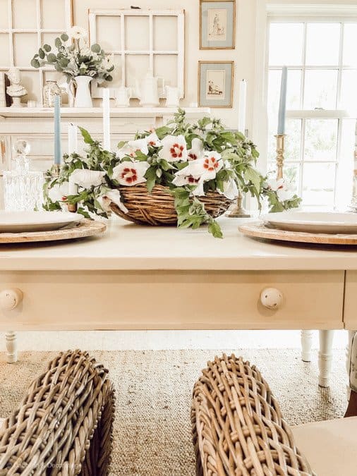 Simple Rose of Sharon Farmhouse Centerpiece