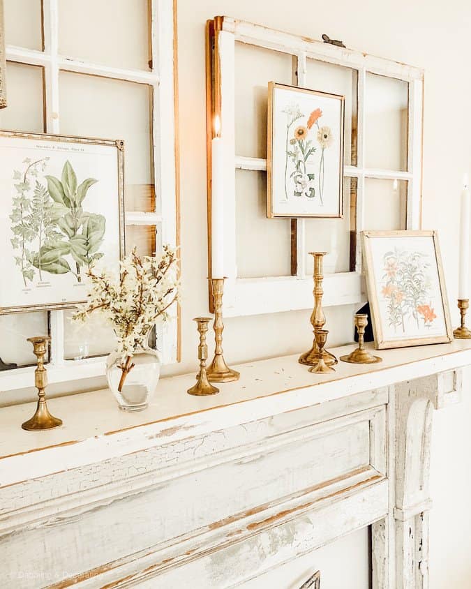 Vintage Botanical Mantel for Spring