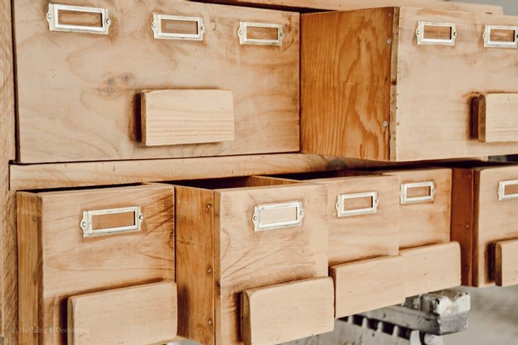 Vintage Card Catalog Repurposed