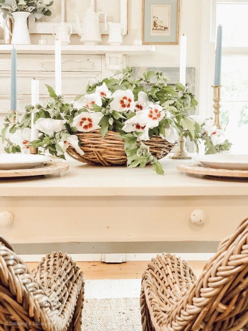 Simple Rose of Sharon Farmhouse Centerpiece