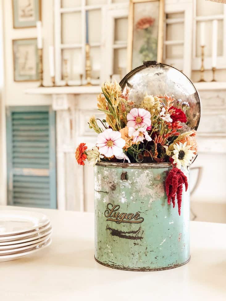 Vintage Sugar Tin Centerpiece