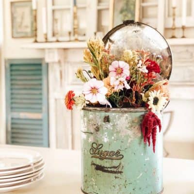 How to Make a Vintage Sugar Tin Centerpiece