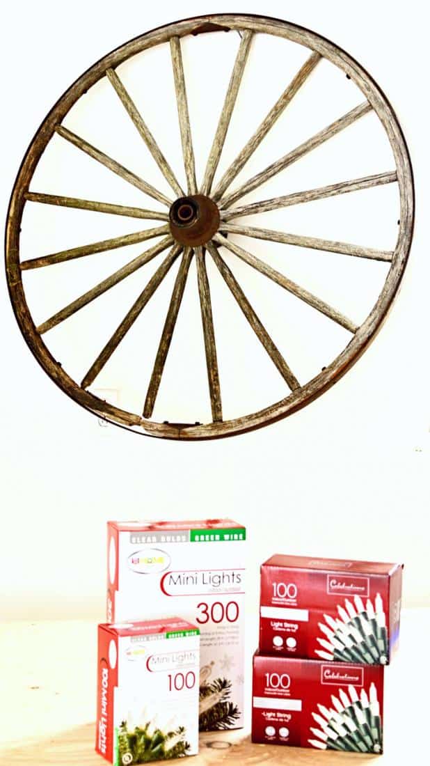 DIY Christmas Wagon Wheel with White Lights!