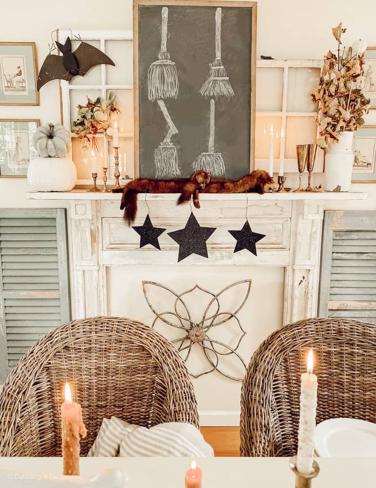 Halloween Mantel with Halloween Decorations Vintage.
