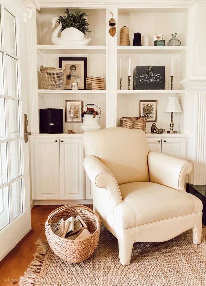 Vintage styled bookshelves.