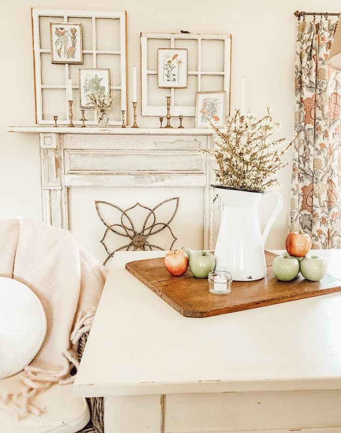 Vintage Botanical Mantel for Spring