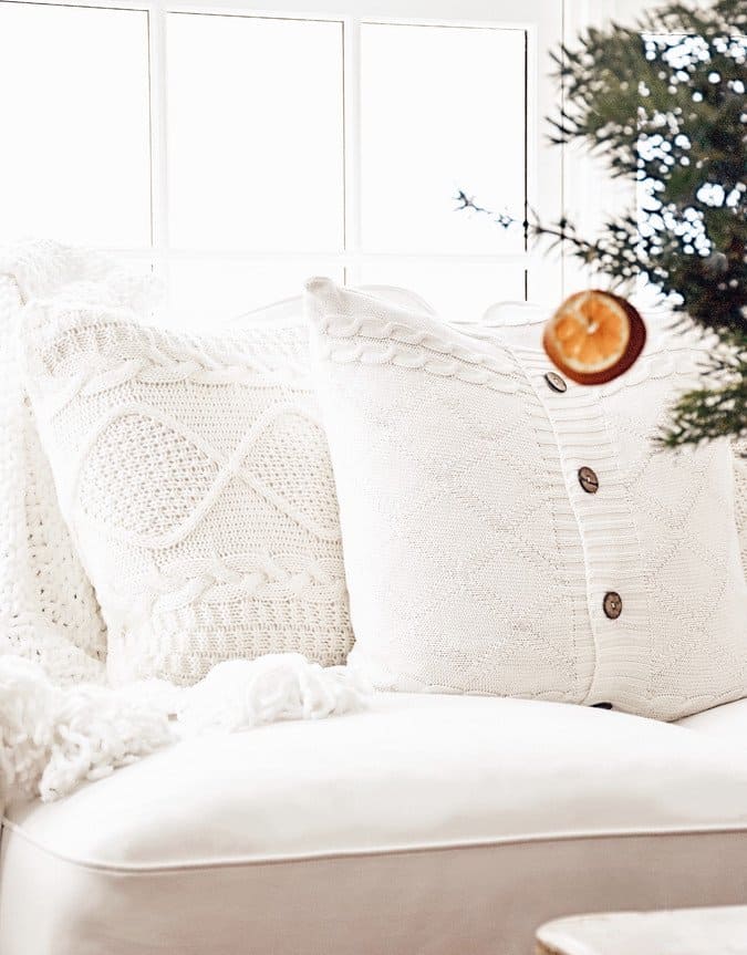 Simple Winter White Decor in the Sunroom.