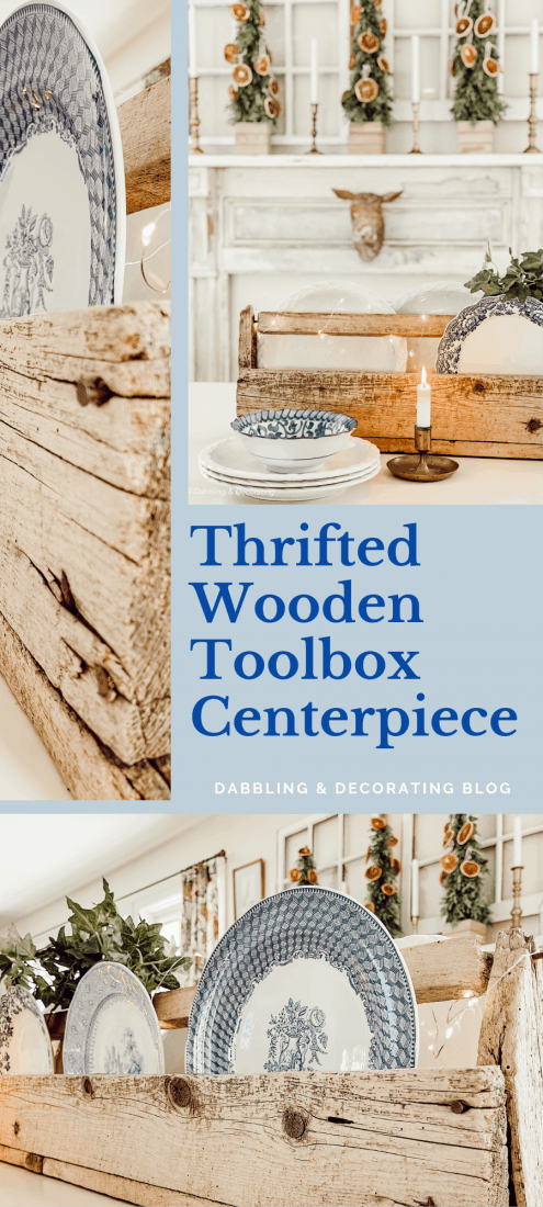 Thrifted Wooden Toolbox Centerpiece