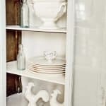 hutch with white decorations