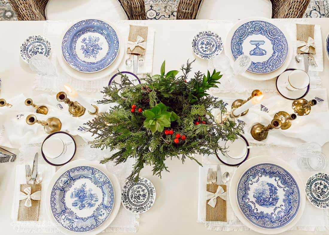 Collected Antique Blue and White Tablescape