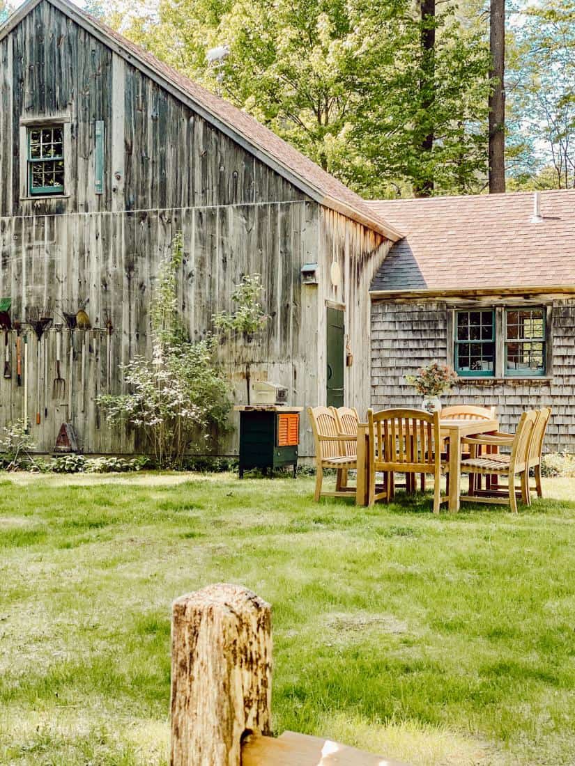 Weathered cedar shake siding on old home in coastal Maine.