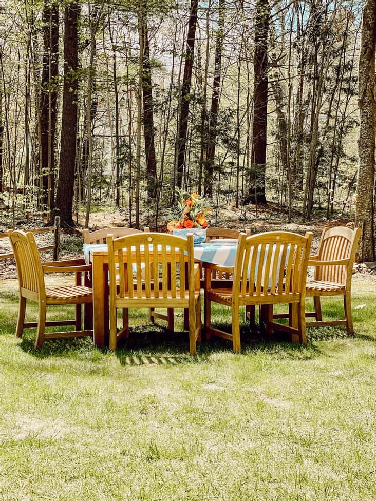 Outdoor Teak Table and Centerpiece